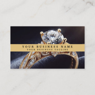 Tarjeta De Visita Anillo de diamantes de joyero de oro elegante mode