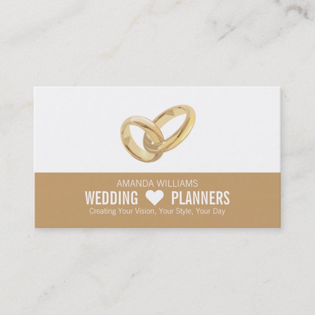 Tarjeta De Visita Anillos de boda, planificador de eventos Boda (Anverso)