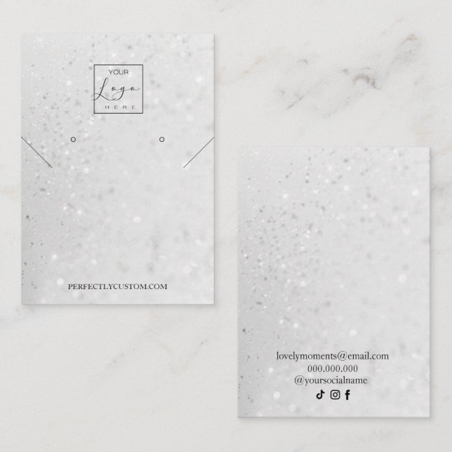 Tarjeta De Visita Anillos de collar de Purpurina holográfico platead (Anverso / Reverso)