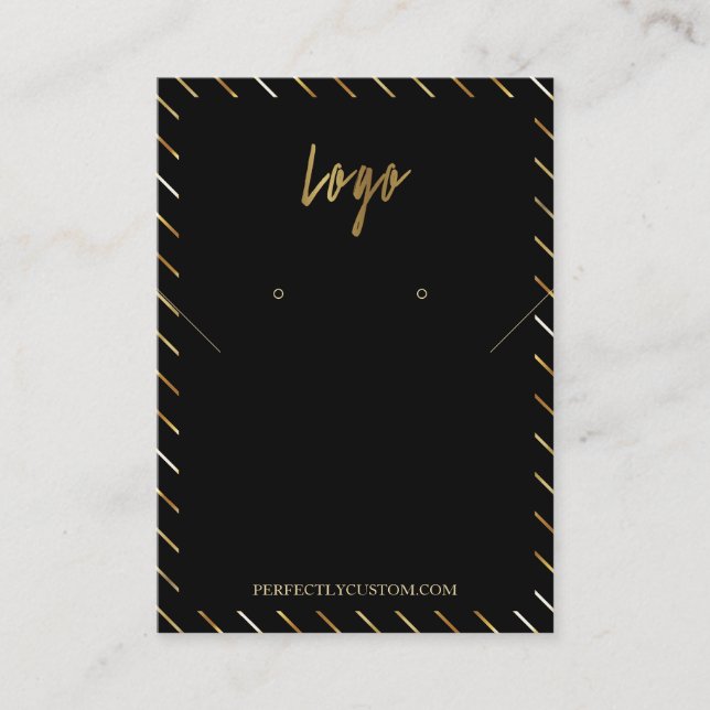 Tarjeta De Visita Anillos de collar del marco dorado negro (Anverso)