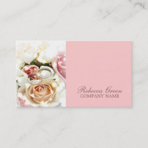 Tarjeta De Visita anillos de compromiso color de rosa que casan al