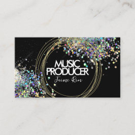 Tarjeta De Visita Anillos negros de productor de música holográfica