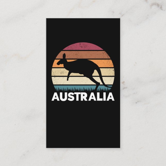 Tarjeta De Visita Animal australiano retro saltando canguro (Anverso)