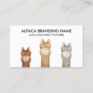 Tarjeta De Visita Animal de la Alpaca Blanca