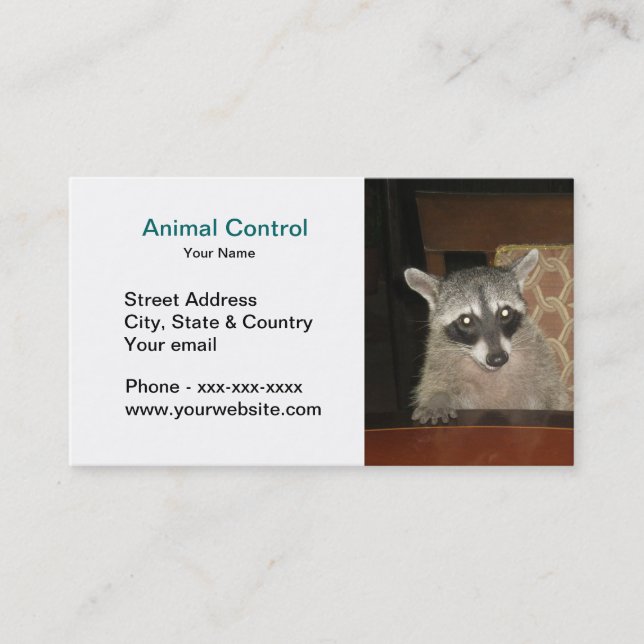 Tarjeta de visita animal del control (Anverso)