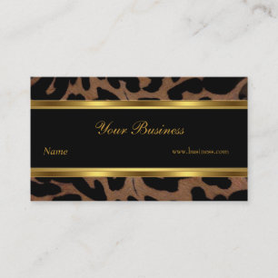Tarjeta De Visita Animal Dorado Negro Franja Elegante Clásico 2