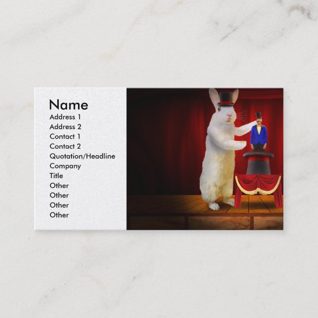 Tarjeta De Visita Animal - El conejo mágico (Anverso)