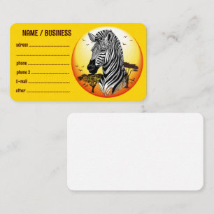 Tarjeta De Visita Animal silvestre de la sabana africana cebra