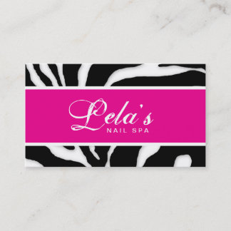 Tarjeta de visita animal Zebra Nail Salon Ángulo r