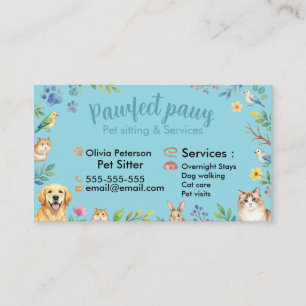 Tarjeta De Visita Animales Adorables de Acuarela Personalizables par