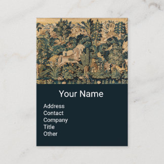 Tarjeta De Visita ANIMALES DE FANTASÍA, CABALLOS, Flora verde azul d