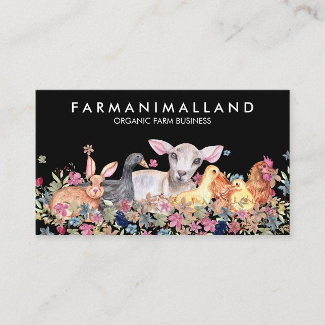 Tarjeta De Visita Animales de granja Pato de pollo de oveja (Anverso)
