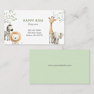 Tarjeta De Visita Animales de Safari Lindos Guardería