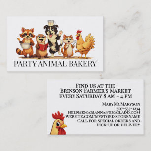 Tarjeta De Visita Animales lindos horneando panadería pastelería che