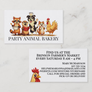 Tarjeta De Visita Animales lindos horneando panadería pastelería che