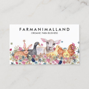 Tarjeta De Visita Animales Oveja pato conejo gallina logotipo de gra