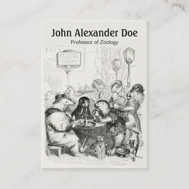 Tarjeta De Visita Animales que recolectan en el café de París - (Anverso)