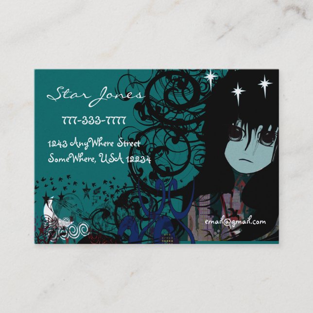 Tarjeta De Visita Anime Chicas Moon Cloud Stars (Anverso)