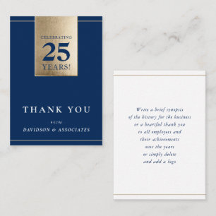 Tarjeta De Visita ANIVERSARIO CORPORATIVO navy negocio blanco oro
