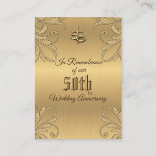 Tarjeta De Visita Aniversario del boda Favor de la Cruz Dorada Tarje