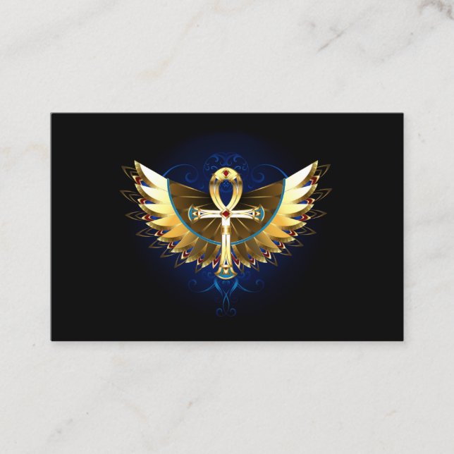 Tarjeta De Visita Ankh de oro con alas (Anverso)