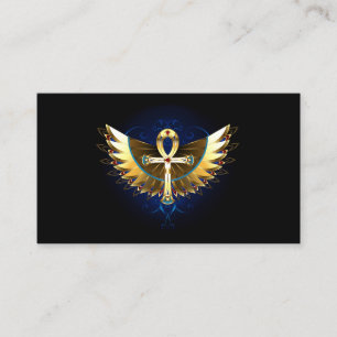 Tarjeta De Visita Ankh de oro con alas