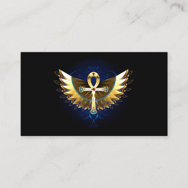 Tarjeta De Visita Ankh de oro con alas (Anverso)