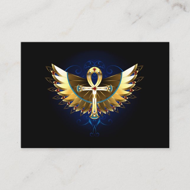 Tarjeta De Visita Ankh de oro con alas (Anverso)