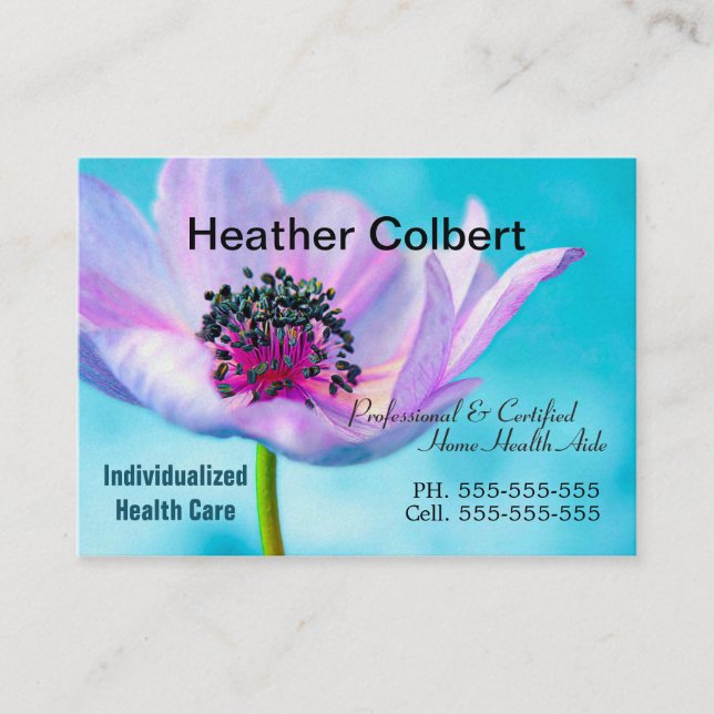 Tarjeta De Visita Anome Floral Caregiver Professional Business Card (Anverso)