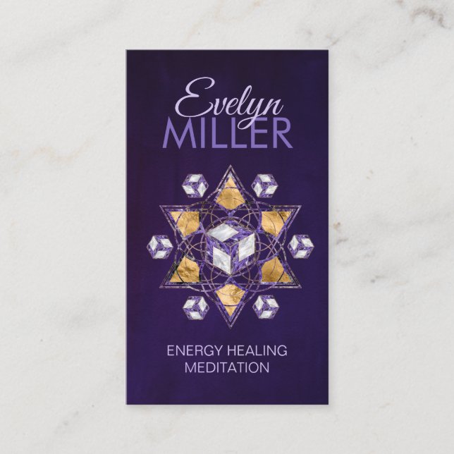 Tarjeta De Visita Antahkarana en ornamento de geometría sagrada (Anverso)