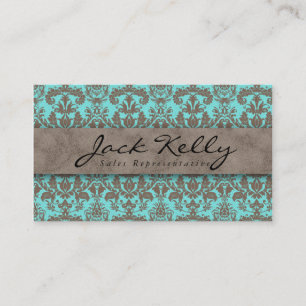 Tarjeta de visita Ante Damask Blue Beige 2