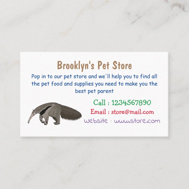 Tarjeta De Visita Anteater personalizado ilustracion (Anverso)