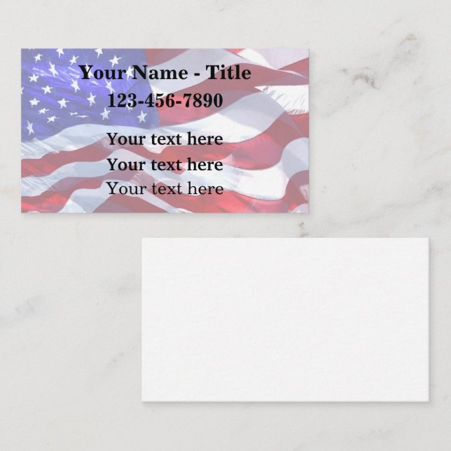 Tarjeta De Visita Antecedentes de la bandera patriótica estadouniden (Anverso / Reverso)