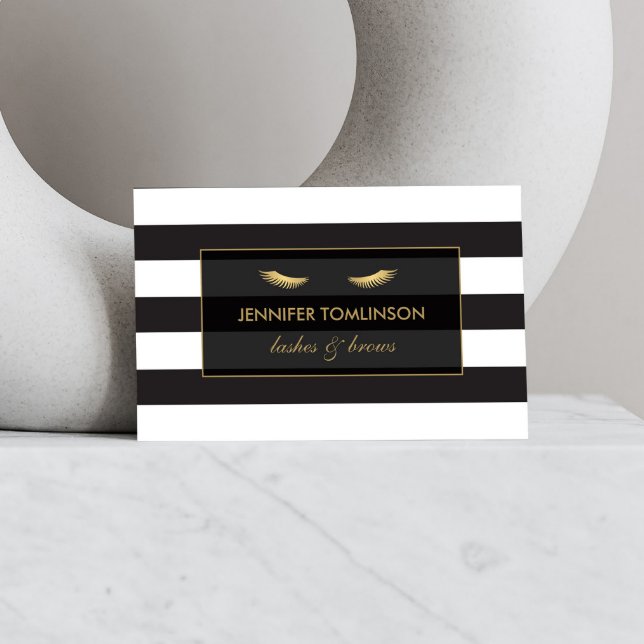 Tarjeta De Visita Anteojos dorados con franjas en blanco y negro (Subido por el creador)