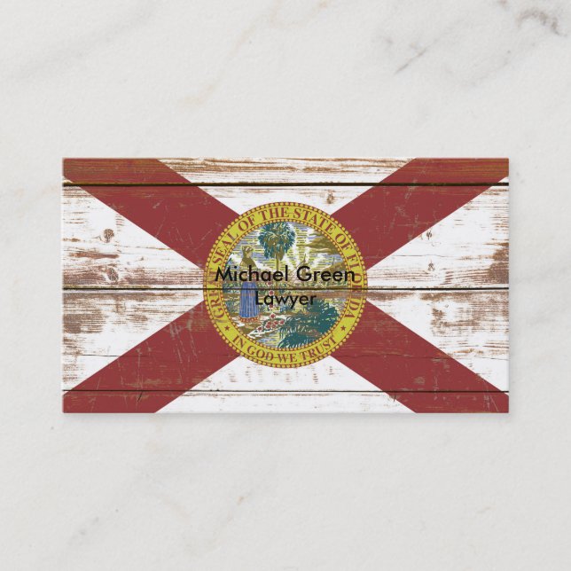Tarjeta De Visita Antigua bandera estatal de Florida de madera (Anverso)