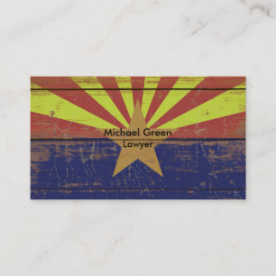 Tarjeta De Visita Antigua bandera estatal de Wooden Arizona