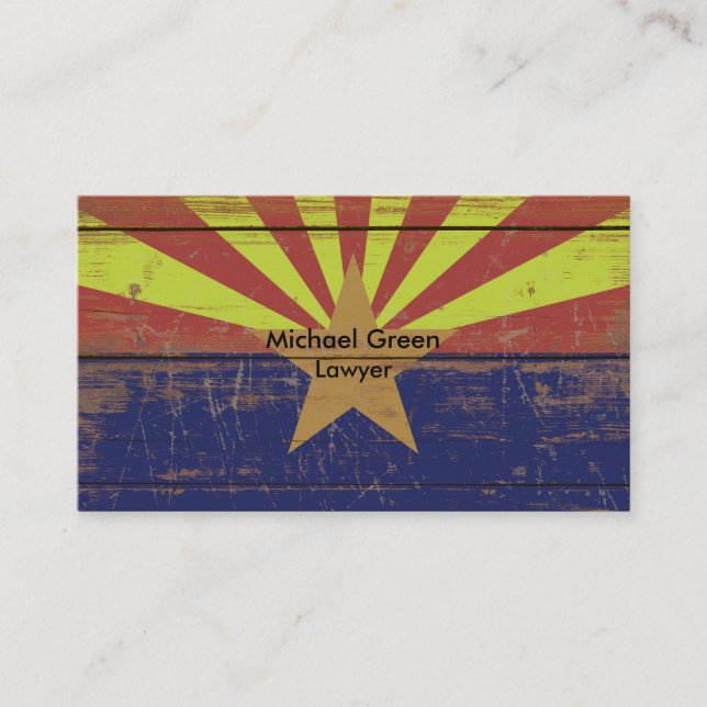 Tarjeta De Visita Antigua bandera estatal de Wooden Arizona (Anverso)