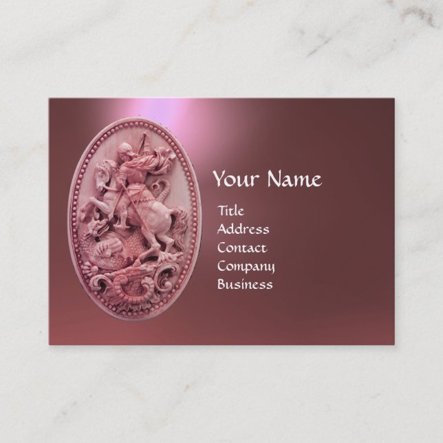 TARJETA DE VISITA ANTIGUA CAMEO / SAINT GEORGE CON DRAGON MONOGRAM (Anverso)