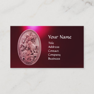 TARJETA DE VISITA ANTIGUA CAMEO / SAINT GEORGE CON DRAGON MONOGRAM