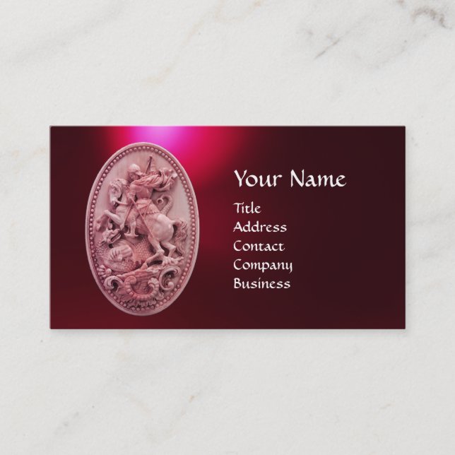 TARJETA DE VISITA ANTIGUA CAMEO / SAINT GEORGE CON DRAGON MONOGRAM (Anverso)