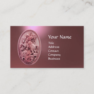 TARJETA DE VISITA ANTIGUA CAMEO / SAINT GEORGE CON DRAGON MONOGRAM