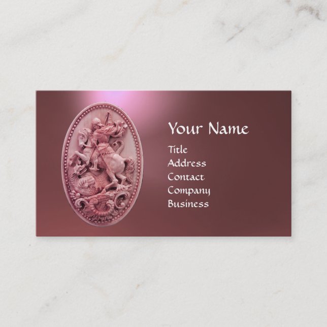TARJETA DE VISITA ANTIGUA CAMEO / SAINT GEORGE CON DRAGON MONOGRAM (Anverso)