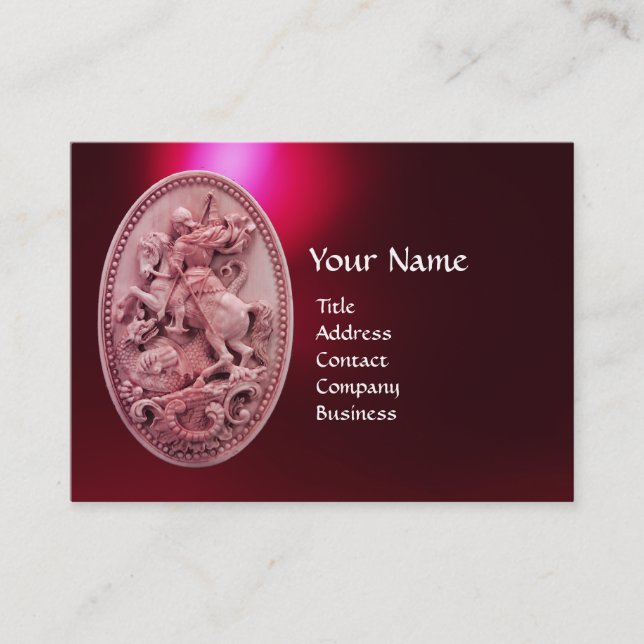 TARJETA DE VISITA ANTIGUA CAMEO / SAINT GEORGE CON DRAGON MONOGRAM (Anverso)