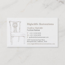 Tarjeta de visita antigua de las restauraciones de