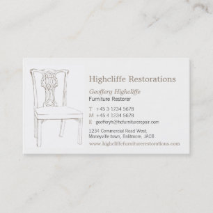 Tarjeta de visita antigua de las restauraciones de