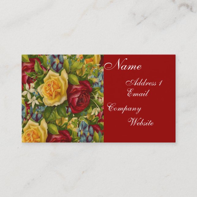 Tarjeta de visita antigua de los rosas (Anverso)