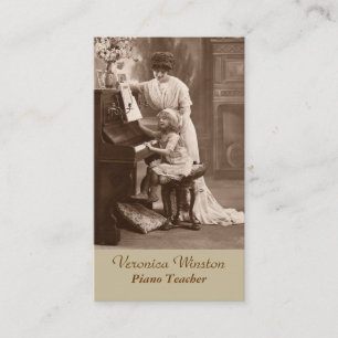 Tarjeta de visita antigua del profesor de piano de
