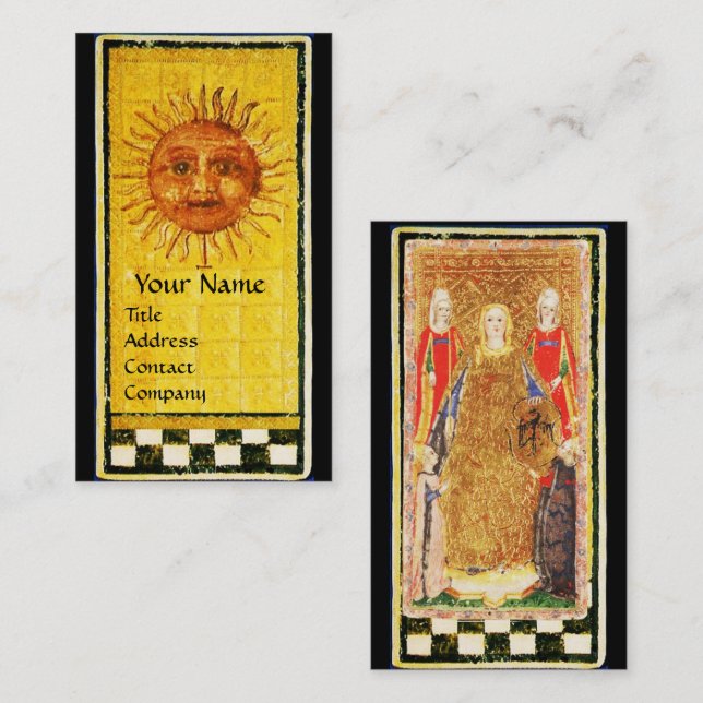 TARJETA DE VISITA ANTIGUA RENACIMIENTO TAROTS/ SUN Y EMPRESS (Anverso / Reverso)