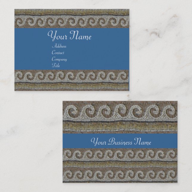 Tarjeta De Visita ANTIGUAS OLAS MOSAICAS Azul Gris Marrón Náutico (Anverso / Reverso)