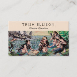 Tarjeta De Visita Antigüedad de Sirena Mágica Océano Náutico